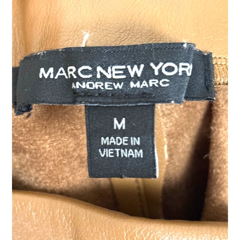Marc New York Womens M Chestnut Brown Wide Leg Faux Leather Pull On Pants - Picture 4 of 7